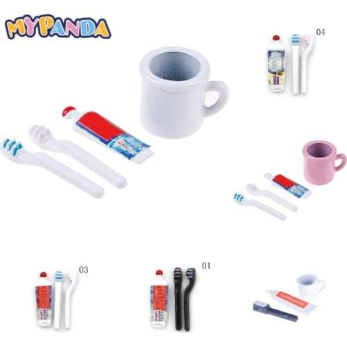Cute Dollhouse Miniature Mini Cup Toothpaste Toothbrush ForOB11 Blyth 1/6 1/12 Doll Furniture Accessories Toy
