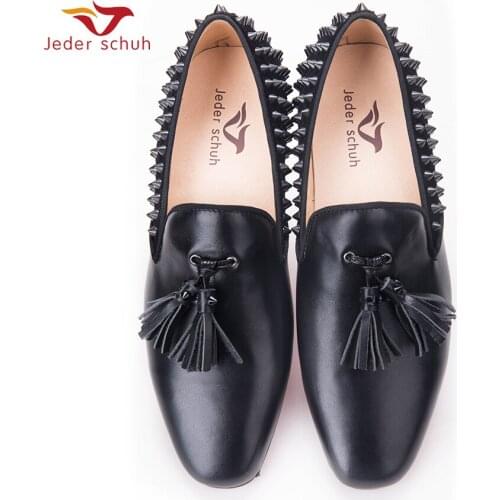 Men Loafers Fashion Shoes Heel Rivet Rivet Design Fringed Leather Uppers Matte MenS Wedding And Banquet Shoes Men Flats