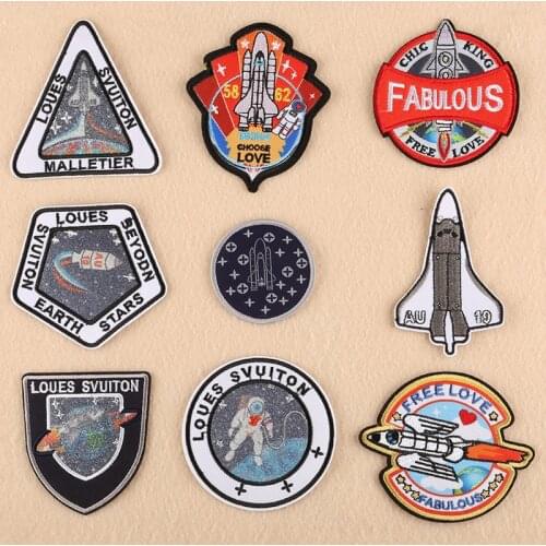 50pcs/Lot Embroidery Patches Letters Clothing Decoration Accessories Astronaut Aircraft Diy Iron Heat Transfer Applique