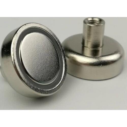 20pcs D20*7mm Neodymium Magnet Pot with M4 Internal Thread Stud Super Powerful Led Panel Fixture Camera Steel Cup Magnet Base