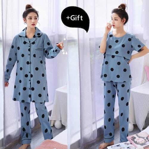 3 Piece Pregnant woman Pajamas Sleepwear Set Home Clothes Add fertilizer Plus Size Maternity Clothes Women Sexy lingerie pyjamas