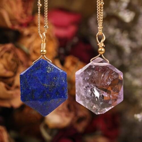 Hexagram Pendant,Amethyst,Lazurite,Labradorite,Amazonite Necklace,High Quality Gemstone Necklace,24x20mm/Pcs