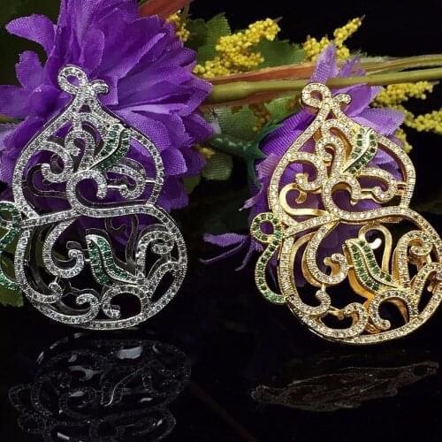 Parts supply micro pave zircon gourd shape pendant jewelry for women natural stone beads throttling pearl necklace