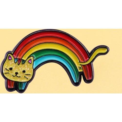 Rainbow Enamel Pins Cute Animal Cat Metal Cartoon Brooch Men Women Fashion Jewelry Gifts Anime Movie Novel Hat Bag Lapel Badges