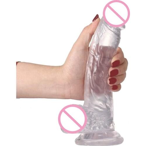 Realistic Transparent Crystal Penis Suitable for Advanced Users Powerful Suction Cup Suitable for Vagina and Anus Sex Toys Woman