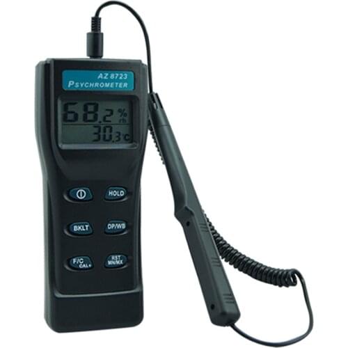 AZ8723 handheld hygrometer with backlight RH% / temperature / dew point / wet bulb temperature tester