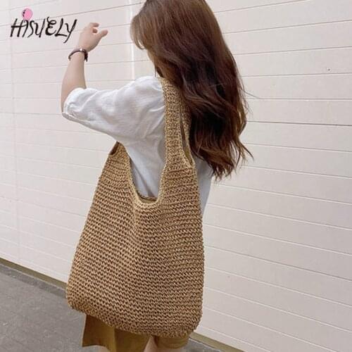 2021 New Bohemian Straw Bag Summer Handmade Beach Bag Large Capacity Shoulder Bag Vacation Rattan Totes Seaside Handbag Bolsas