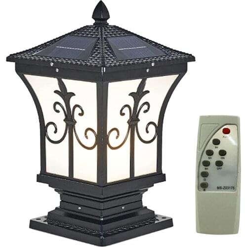 LED Solar Pillar Lantern Light Retro Lantern Waterproof Outdoor Column Head Night Light for Garden Fence Landscape Decoration