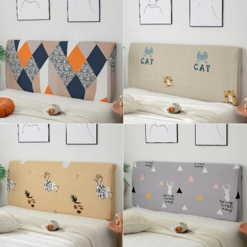 Universal Bed Head Cover Nordic Geometry Bed Cover Full Enclosed Elastic Dust-proof Bed Head Cover/ Protective Cover