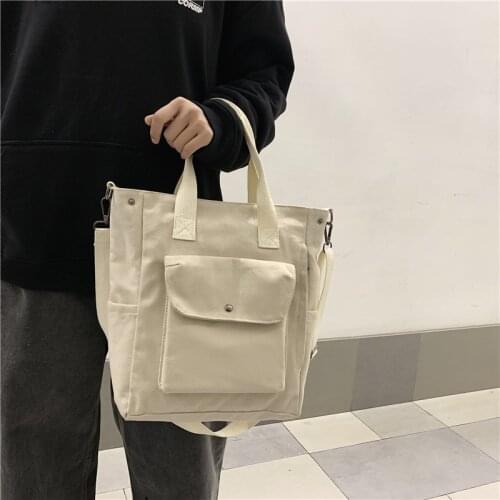 Japanese IMS large capacity canvas bag women 2021 new single shoulder bag commuting handbag simple class messenger bag