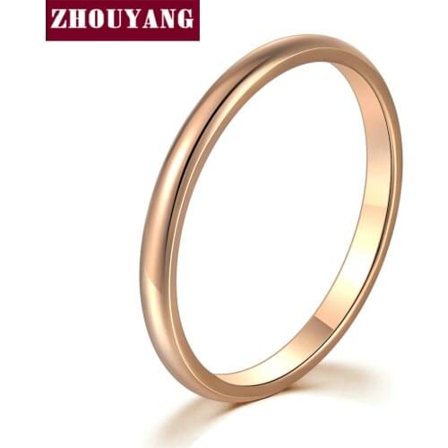 ZHOUYANG Ring For Women Simple Thin Smooth Titanium Steel 4 Color Rose Gold Color Lovers Gift Fashion Jewelry R830 R833