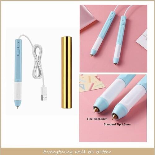 0.8Mm/1.5Mm Heat Foil Pen Combine Hot Foil Paper Can Be Used On Paper Leather Plastic Cards Diy Heat-Resistant Grip Usb Powered