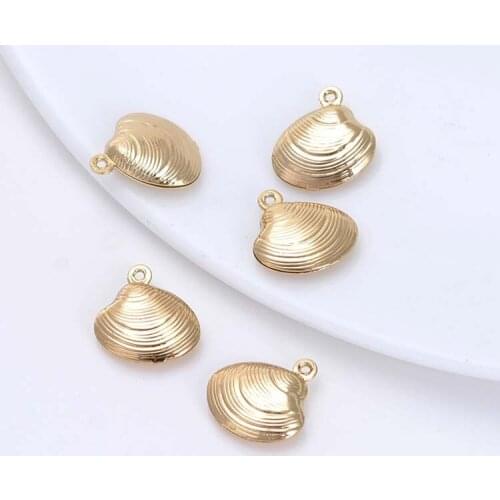 6PCS 18.5x19MM 24K Champagne Gold Color Plated Brass Shell Charms Pendants High Quality Diy Jewelry Accessories
