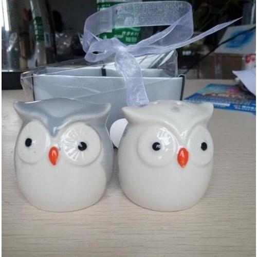 300pcs 150pair ceramic owl couple Salt love lover and Pepper Shakers wedding party gift favor