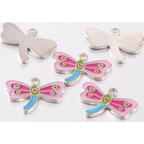 Tibetan Silver Alloy Dripping Oil Heart Wings Dragonfly Pendant DIY Handmade Jewelry Accessories Wholesale jewelry making