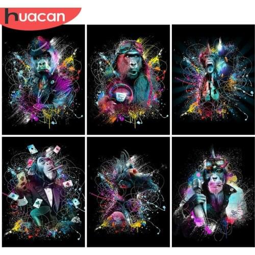 HUACAN Diamond Painting Orangutan Picture Of Rhinestone 5D DIY Diamond Embroidery Animal Cross Stitch Mosaic Monkey Wall Art