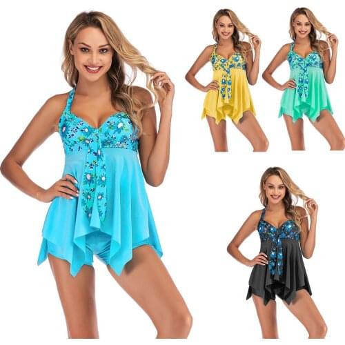 Free Shipping 2019 New Style Omega-Fertilizer Extra-large Size Swimsuit Sexy Display Europe Fitted Skirt-Two-Piece Swimsuit