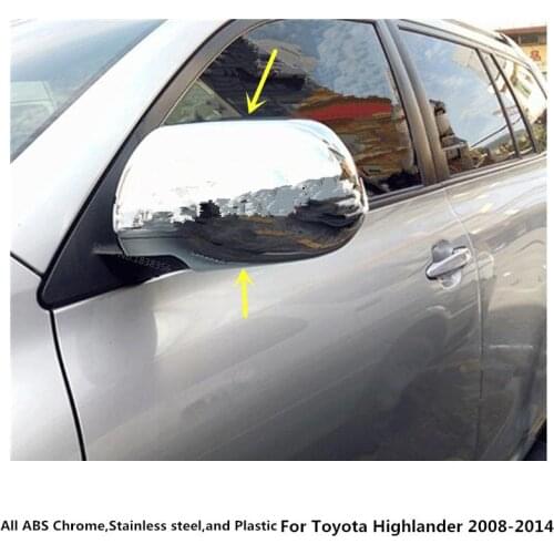 For Toyota Highlander 2008 2009 2010 2011 2012 2013 2014 ABS Chrome Rear View Rearview Side Glass Mirror Cover Trim Frame 2pcs