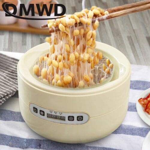 DMWD Automatic Electric Yogurt Maker Glass Liner Container Natto Winemaker Yoghurt Buttermilk Sour milk Machine Four Cups 1L