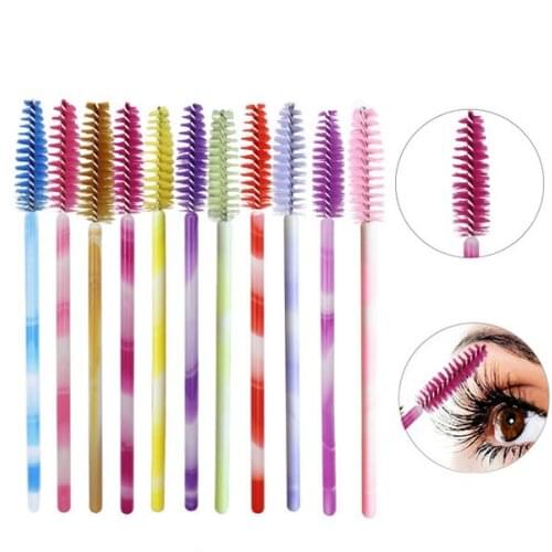 By dhl 200bags 50Pcs/bag Disposable Colorful Eyelash Brushes Plastic Handle Mascara Applicator Eyelash Extension Makeup Tool new