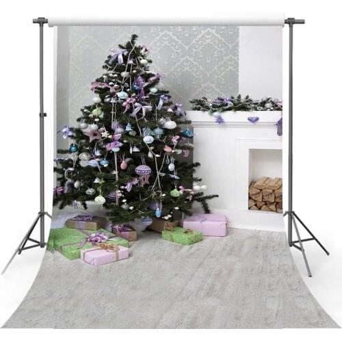 Avezano Christmas Tree Backdrop Winter Home Gift Fireplace Indoor Decor Banner Photography Background For Photo Studio Photozone