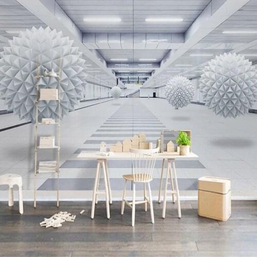 Custom Photo Mural Wallpaper 3D Architectural Space Creative Circle Ball Modern Dining Room Living Room TV Background Wall Art