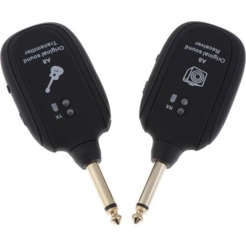 UHF A8 Guitar Wireless System Transmitter Receiver Set Rechargeable Black