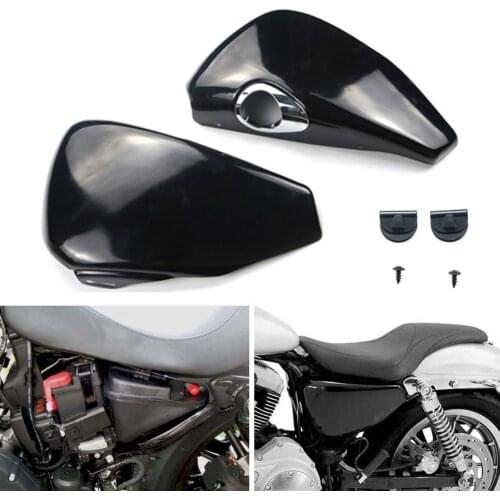 Gloss Black Motorcycle Left Right Metal Steel Battery Side Fairing Cover for Harley Sportster Iron XL 883 1200 2004-2013