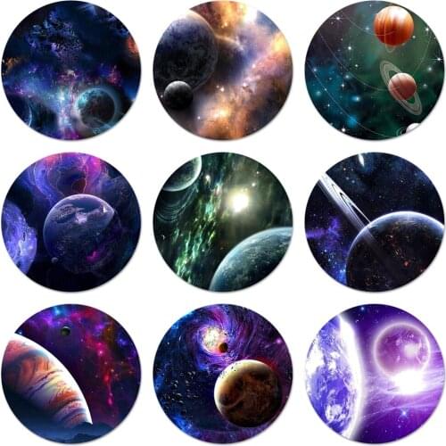 Glossy Space Planet Icons Pins Badge Decoration Brooches Metal Badges For Backpack Decoration 58mm