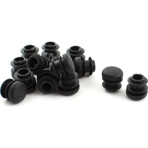 Hot-15Pcs Black Plastic Blanking End Cap Round Tube Insert Pipe Bung 16mm