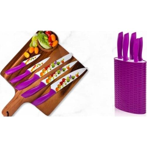 Ceramic Knife Set 6 Piece Ceramic Coating Knife Set Standing Knife Holder Ceramic Knife Sets Ceramic Coating