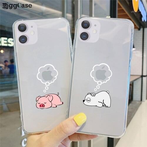 Creative Bear Panda Pig Animal Phone Case For iPhone 11 12 Pro Max Mini Clear Shockproof Protection For iPhone X XS XR 7 8 Plus