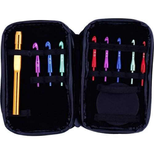 SKC 8pcs Interchangeable Crochet Hook Head Knitting Weaving Needle Detachable Hook Needle Sweater Crochet Tool with Leather Bag