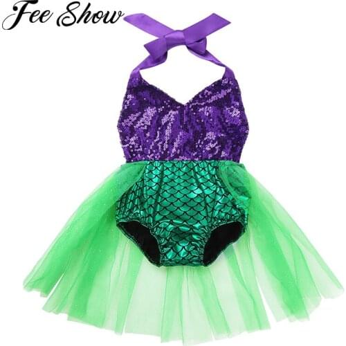Baby Girl Swimwear One Piece Toddler Infant Bathing Suit Mermaid Halter Bikini Swimsuit Kids Sequined Swimming Suit For Girls