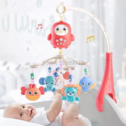 Baby Crib Mobile with Remote Control Music Box Night Light Rotate Newborn Sleeping Bed Toys 0-12 Months Infant Rattle Baby Toys