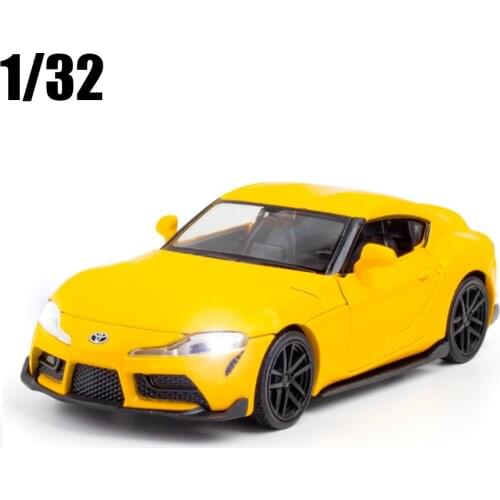 1:32 Diecast Car Model Toyota Supra Miniature Vehicle Replica Pull Back Sound For Boy Toys Collection Free Shipping