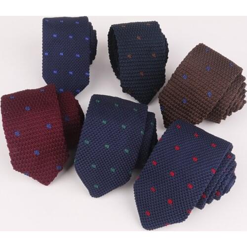 Linbaiway 6cm Fashion Mens Dots Knit Tie Knitted Ties Narrow Necktie Slim for Wedding Party Skinny Woven Cravate Custom Logo