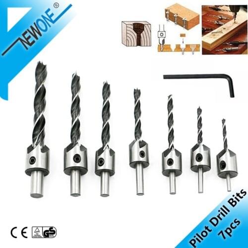 7PCS Flute Countersink Drill Bit Set In Drill Bits,Pilot Drill Bits In Screwdriver Hinge Hole Saw Wood Drilling