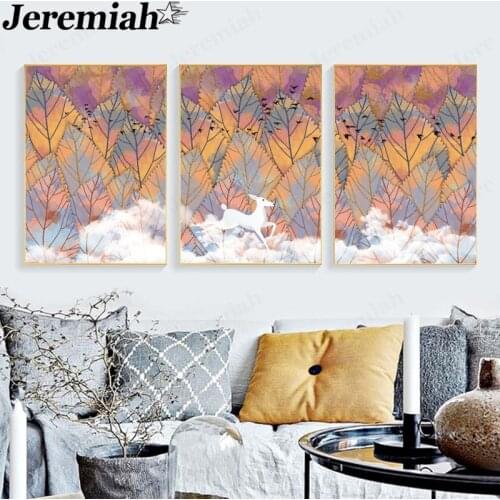 Leaf Forest Canvas Painting Abstract Line Poster Wall Art Modern Room Living Room Decoration Picture