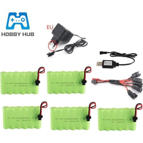 7.2v 2400mah Ni-MH Battery + 7.2v Charger For Rc toy Car Boat Gun Tank Train Robot NIMH AA 7.2v Rechargeable Battery Pack