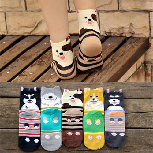 New arrival women cartoon socks 5pairs/lot autumn-winter animal cotton sock womens and ladies funny lovely cartoon socks