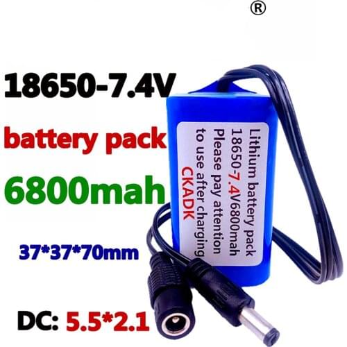 2021 new Protect 7.4 V 6800 mAh 8.4 V 18650 Li-lon Battery bike lights Head lamp special battery pack DC 5.5MM