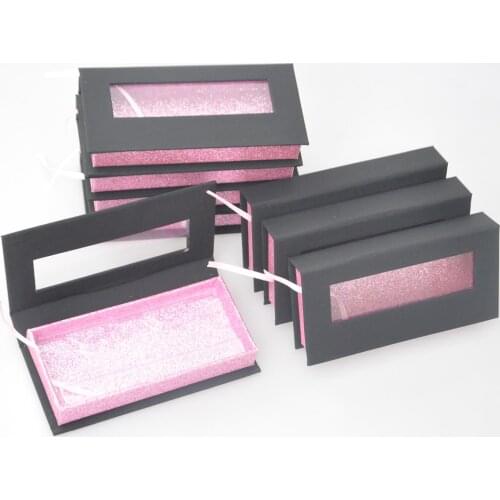 Wholesale Eyelashes Package Black Case Makeup Eyelash Packaging Box Lash Boxes Packaging Mink Lashes Rectangle Bulk Vendor
