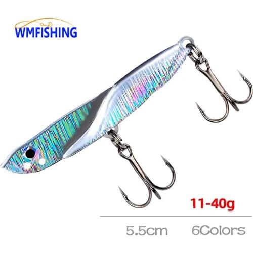 6PCS/Lot VIB Pencil Lure 11g/15g/21g/30g/40g Balancer Spoon Spinner Painting Fishing Lure Hard Bait Fishing Tackle Treble Hook