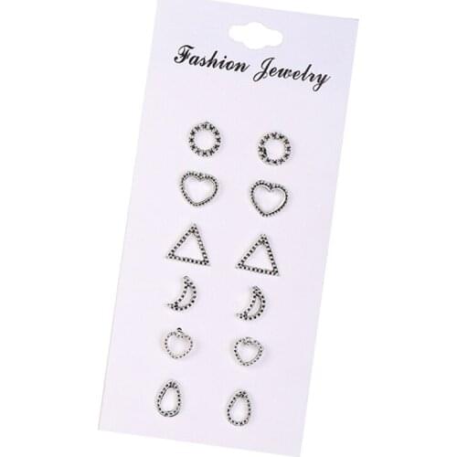 New Fashion Statement Geometric Triangle Round Shape Stud Earrings For Women Elegant Heart Water Drop Design Wedding Earrinngs