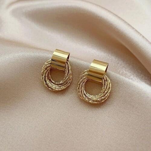 Retro Metallic Gold Multiple Small Circle Pendant Earrings 2021 New Jewelry Fashion Wedding Party Unusual Earrings for Woman