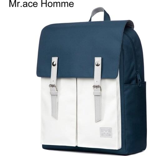 Blue And White Laptop Backpack Women Fashion School Backpack For Girl Waterproof College Bag Men Travel Bagback Boy Anti-Theft
