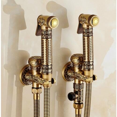Bathroom Bidet Faucets Handheld Antique Brush Wall Mounted Solid Brass Toilet Cleaning Bidet Spray Taps ZR230