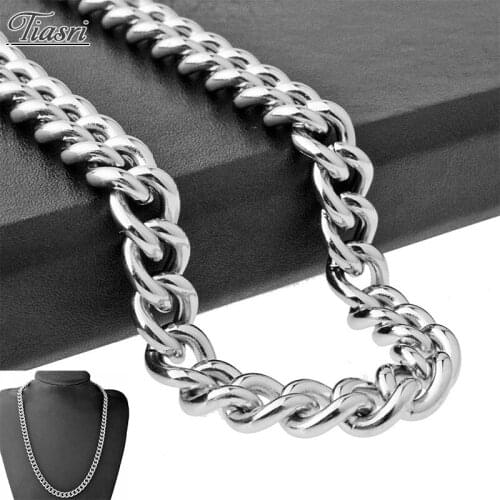 Tiasri 9mm Silver Color Man Necklace on The Neck Stainless Steel Jewelry Steampunk Style Male Accessories Bracelet Wholesale