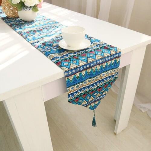 Southeast Asian Style Red Table Runners Home Decor Green Desk Flag Bed Table Cover Blue corredor mesa natal T263